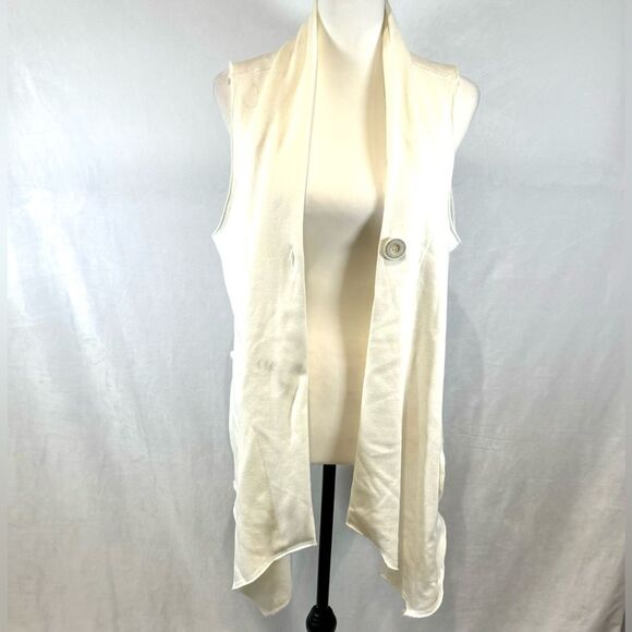 Cable & Gauge white fleece lined vest cardigan size XL - Picture 3 of 7